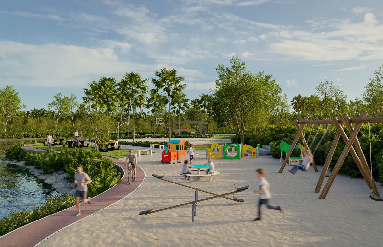 Área de juegos infantiles junto al río